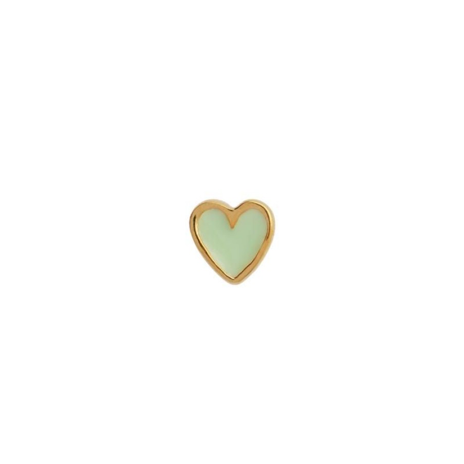 Smykker Stine A Single Oreringe | Single Petit Love Heart Mint Gron Orestik