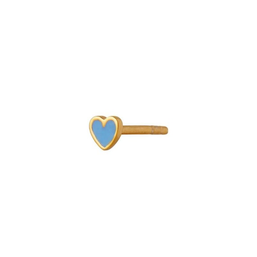 Smykker Stine A Single Oreringe | Petit Love Heart Light Blue Forgyldt